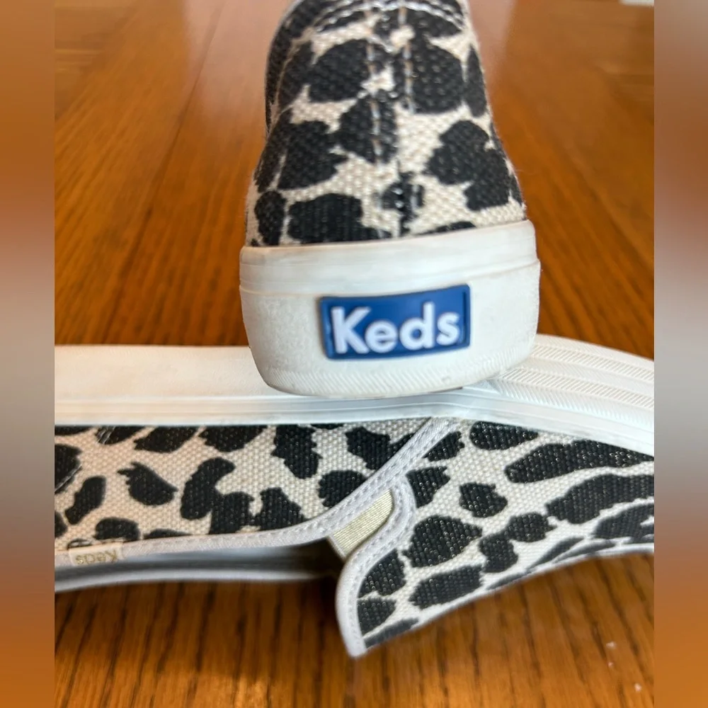 Keds Brown and Cream Animal Print Canvas Slip-On Sneakers Size 8 - Picture 6 of 11